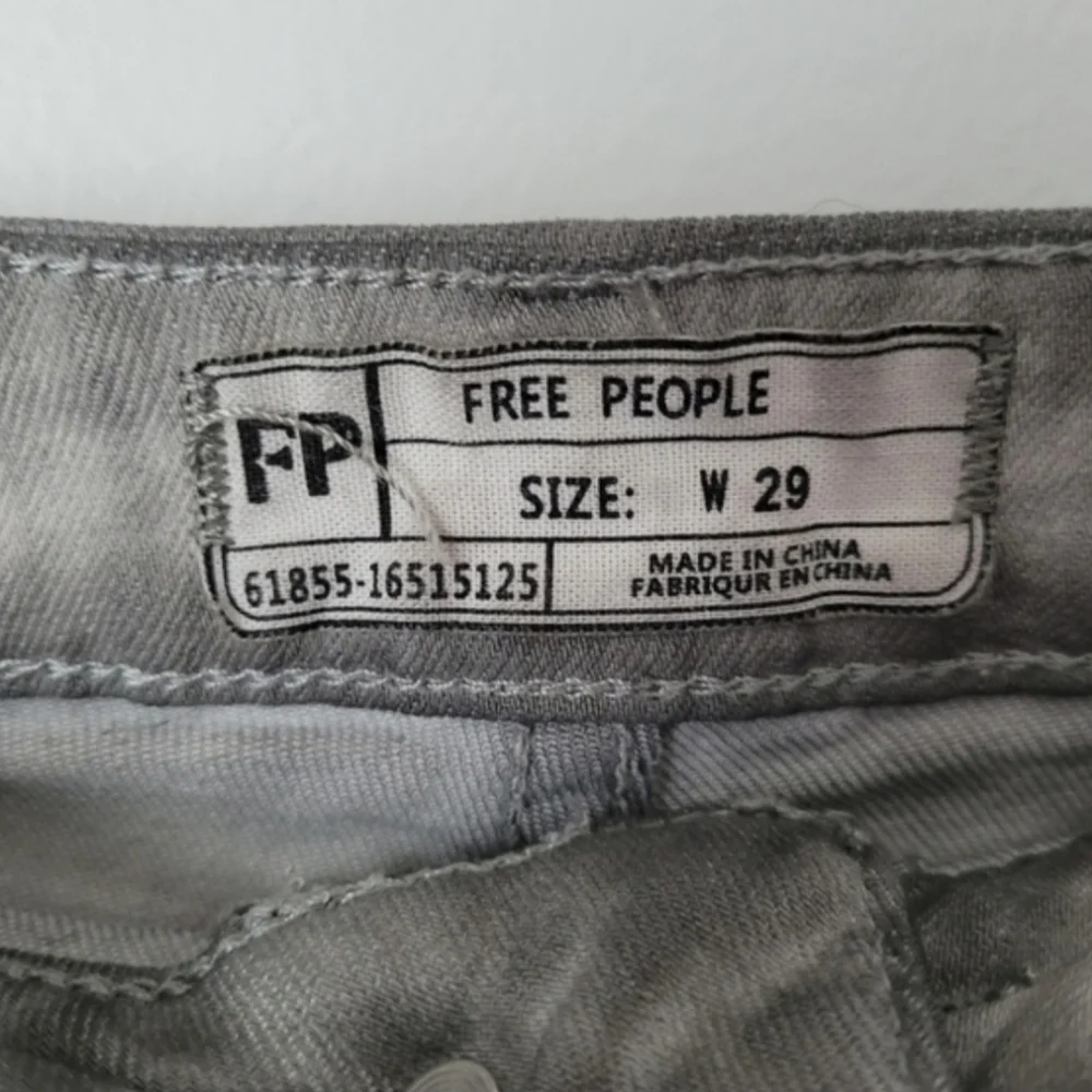 Free People Grey Denim Rolled Raw Hem Shorts Size 29